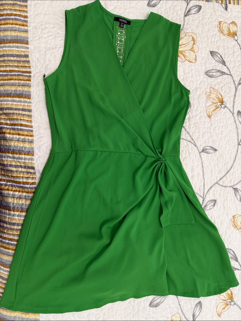 XOXO Green Sleeveless Wrap Romper